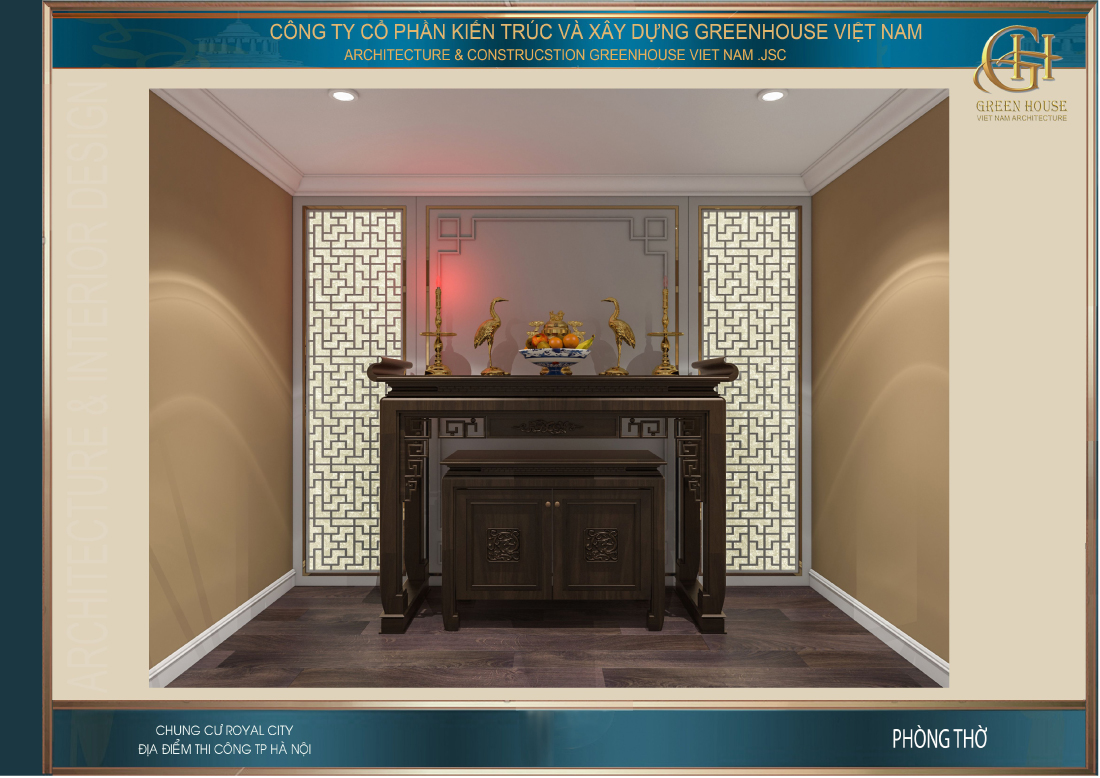 Thiết kế không gian phòng thờ linh thiêng của căn hộ chung cư 