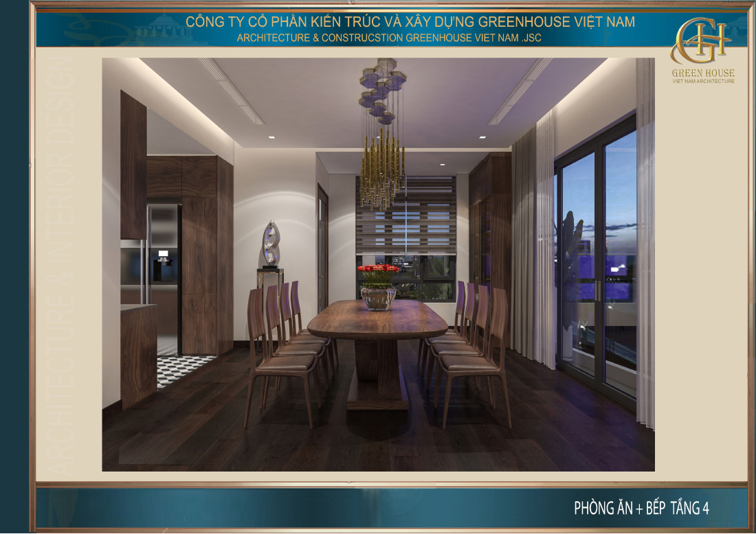 Góc nhìn từ phòng bếp ra phòng ăn