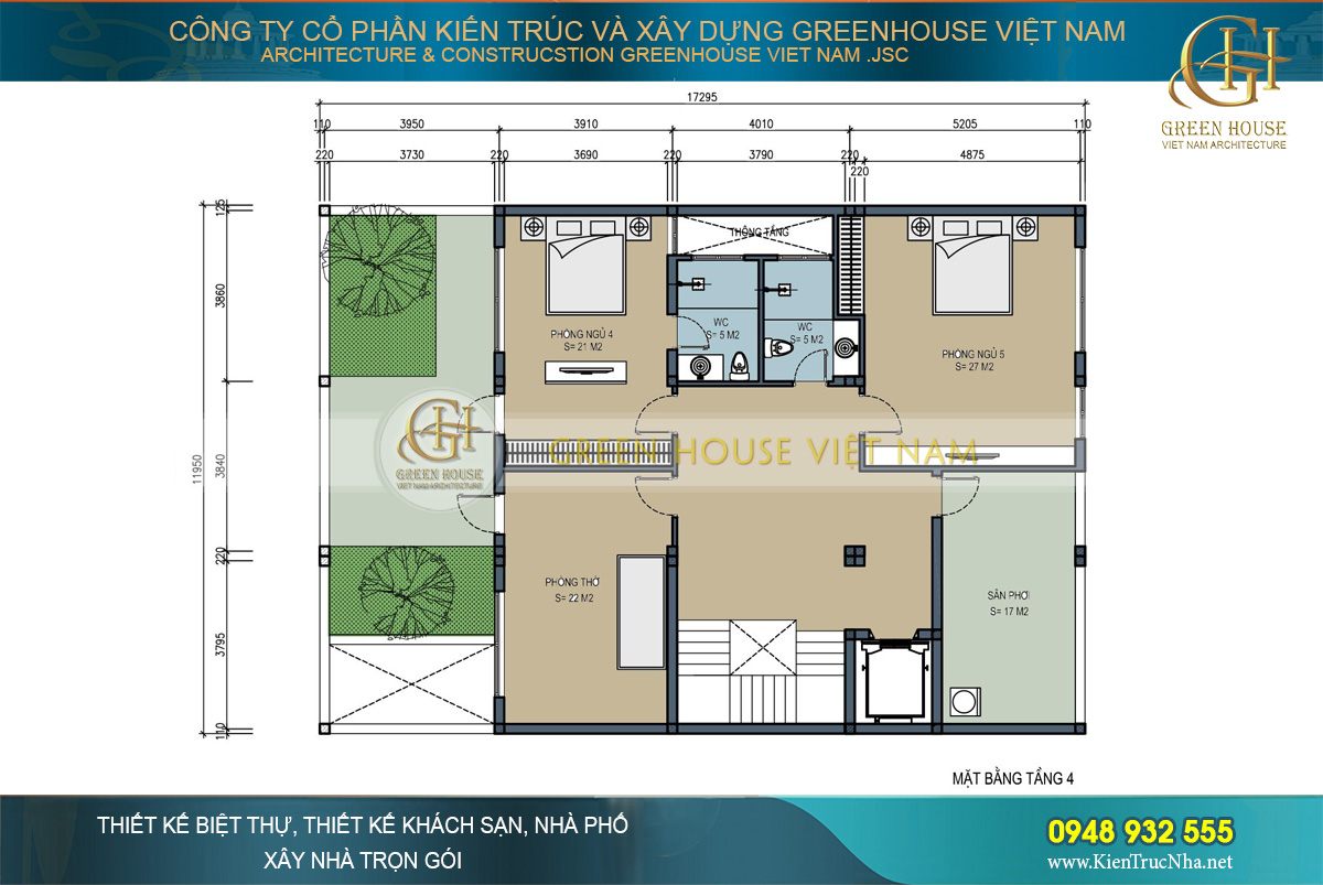 thiết kế nhà ở kết hợp kinh doanh 4 tầng