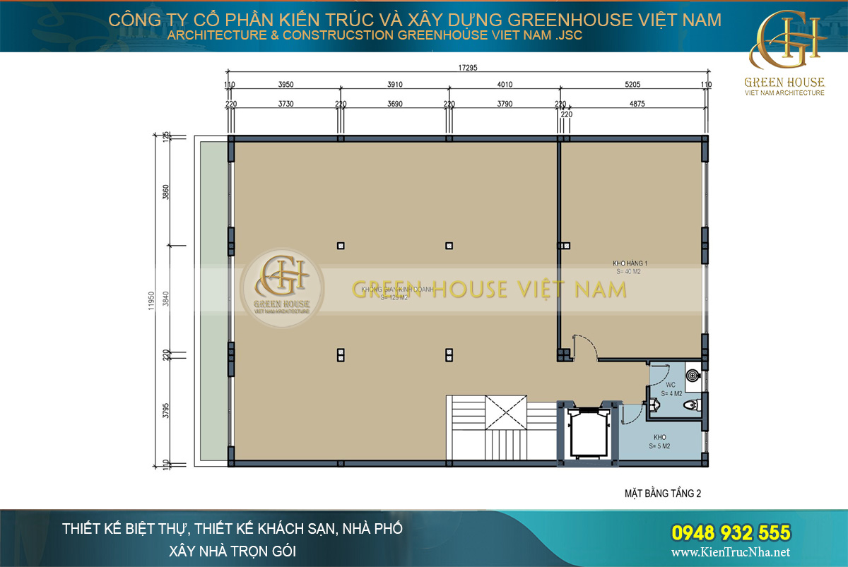 thiết kế nhà ở kết hợp kinh doanh 4 tầng