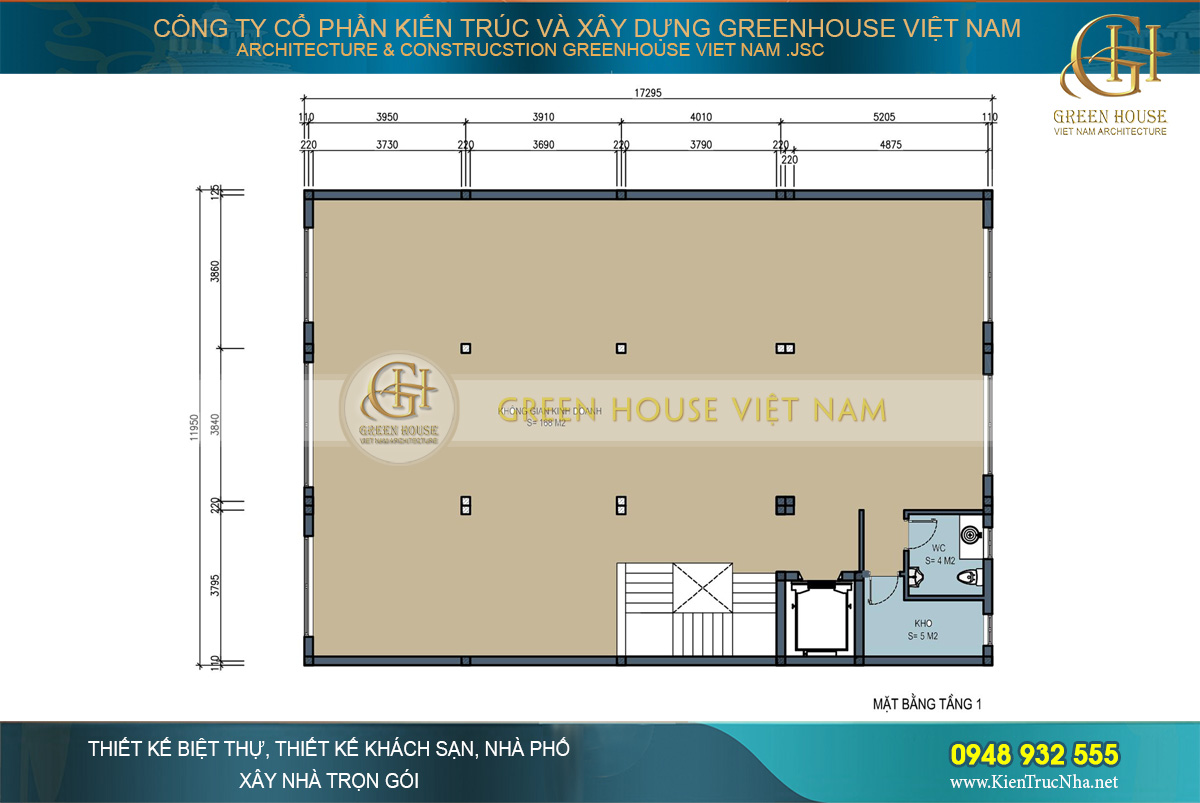 thiết kế nhà ở kết hợp kinh doanh 4 tầng