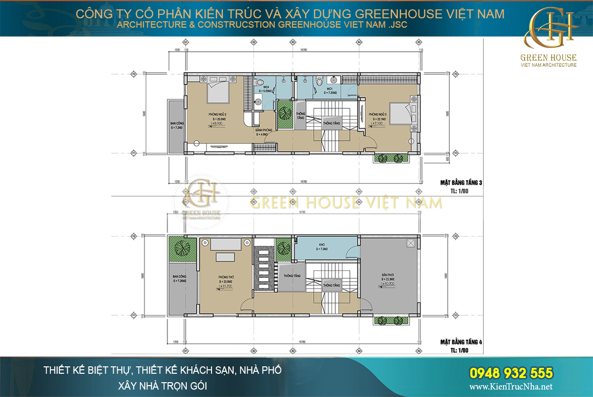thiết kế nhà phố kết hợp kinh doanh 4 tầng mặt tiền 5,4m