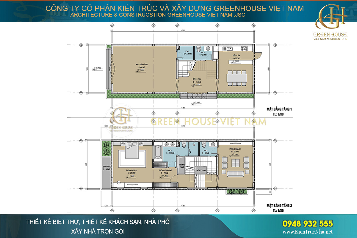 thiết kế nhà phố kết hợp kinh doanh 4 tầng mặt tiền 5,4m