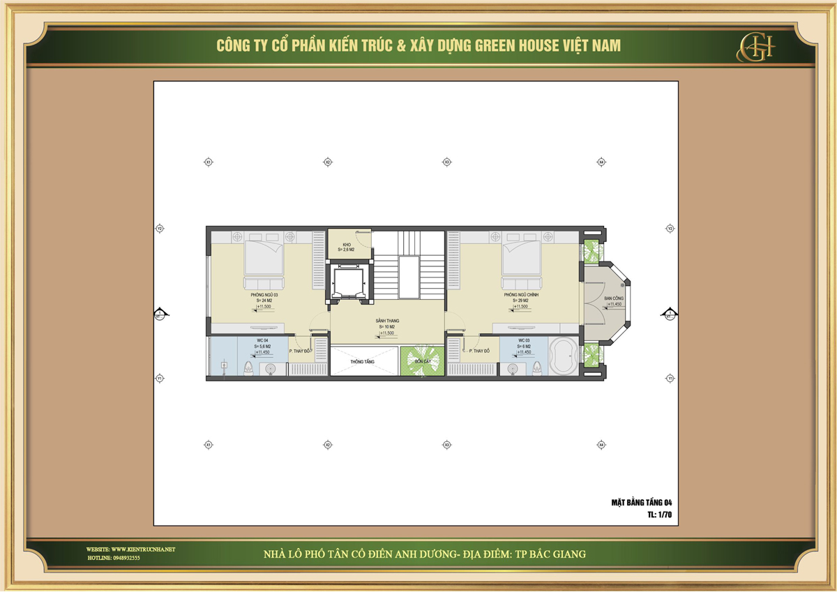 Tầng 4 được thiết kế 1 phòng ngủ chính và 1 phòng ngủ nhỏ hơn cho thành viên khác