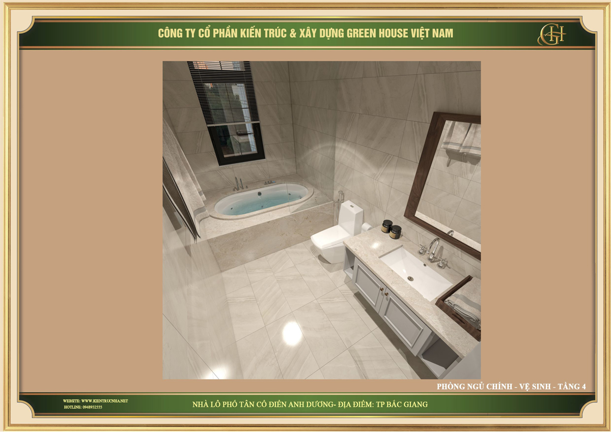 Cấu trúc nhà vệ sinh rộng rãi, đảm bảo công năng sinh hoạt riêng tư