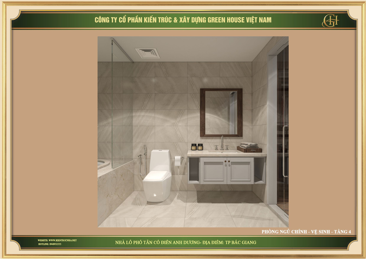 Phòng WC được bố trí tiện lợi và thông thoáng