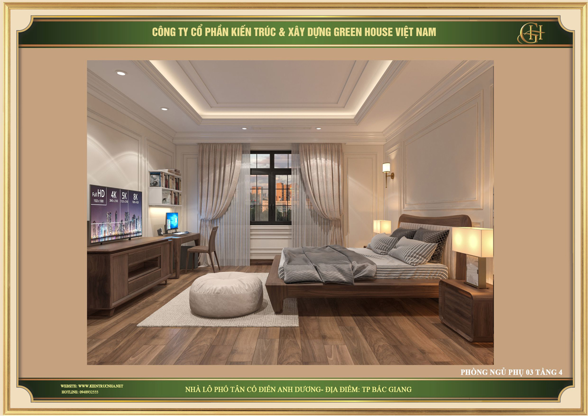 Hệ thống cửa sổ lớn kết hợp với rèm vải 2 lớp mang đến ánh sáng tự nhiên cho căn phòng