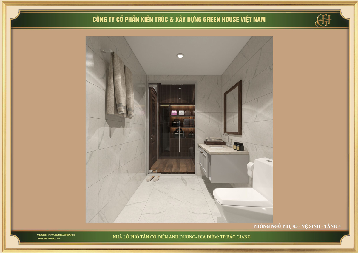 Thiết kế nội thất phòng Wc cho phòng ngủ phụ tầng 4