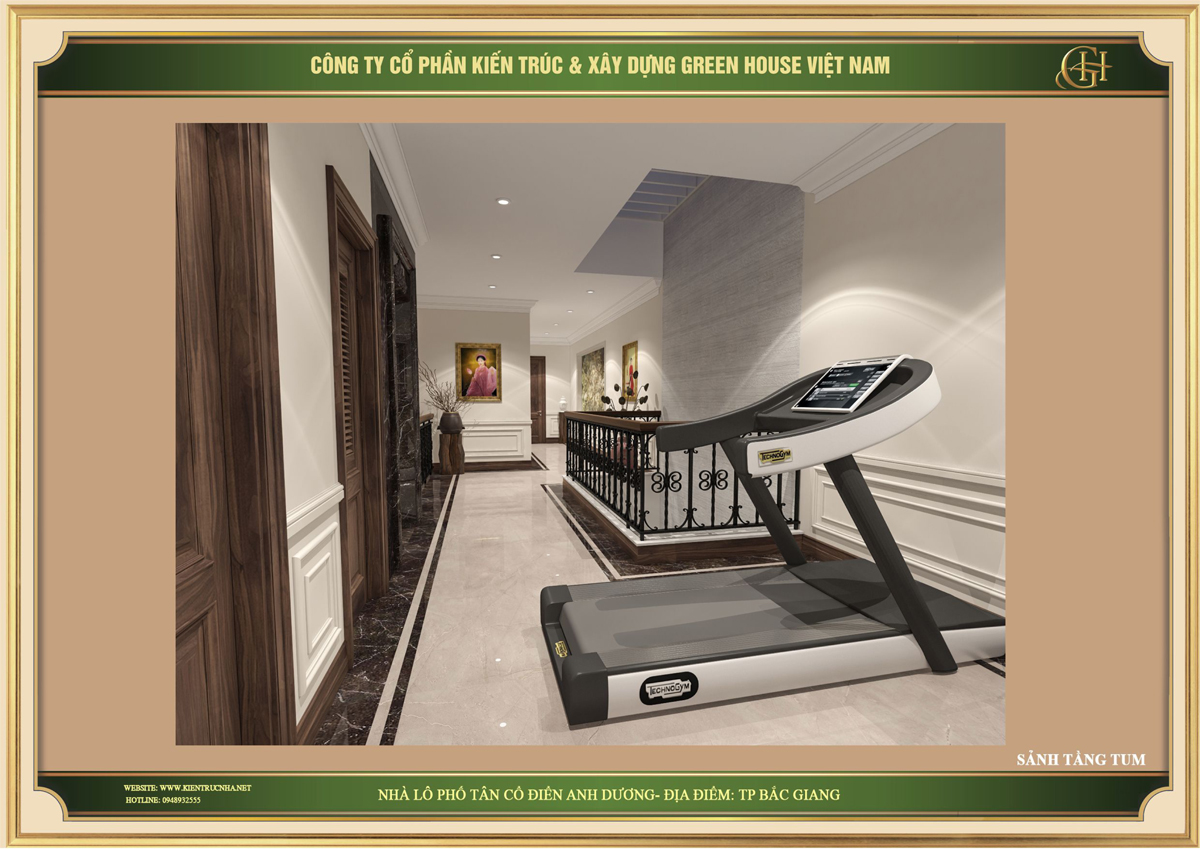 Không gian thể thao được bố trí ngay sảnh tầng tum