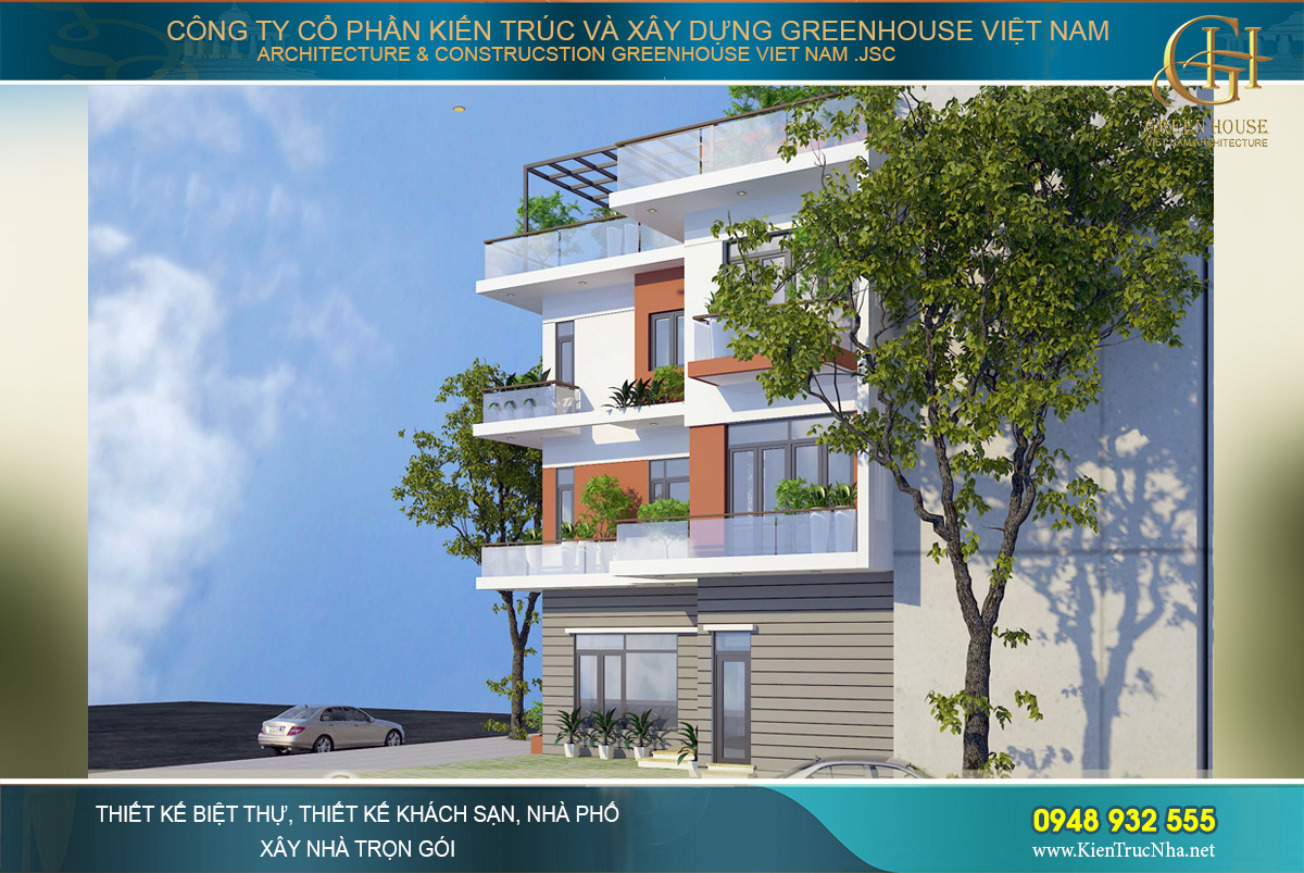 mẫu nhà phố hiện đại 4 tầng mặt tiền 8m