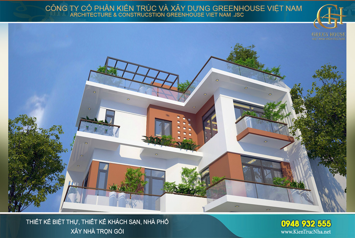 mẫu nhà phố hiện đại 4 tầng mặt tiền 8m