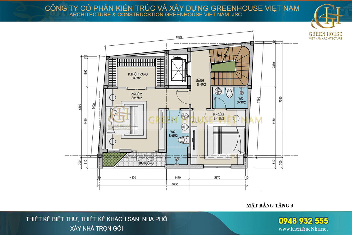 Mẫu nhà phố hiện đại 6 tầng mặt tiền 7,5m