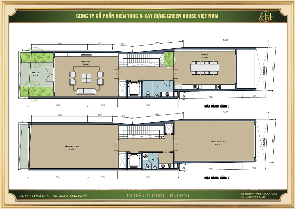 Bố trí công năng sử dụng của tầng 4 cho thuê văn phòng