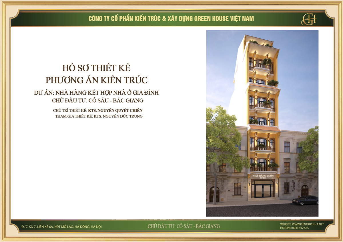 Dự án thiết kế nhà phố tân cổ điển kết hợp nhà hàng thu hút tại Bắc Giang