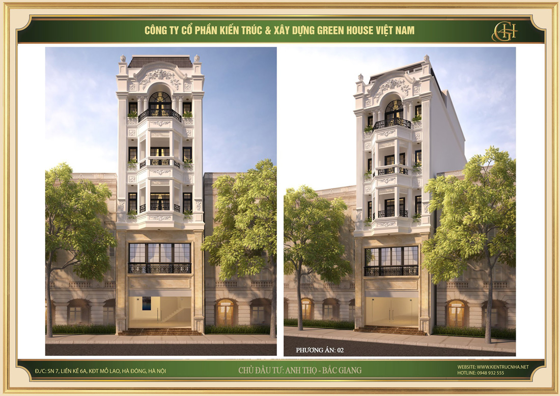 Phương án 2 các chi tiết hoa văn trang trí được điểm nhẹ nhàng tạo nên sự mềm mại