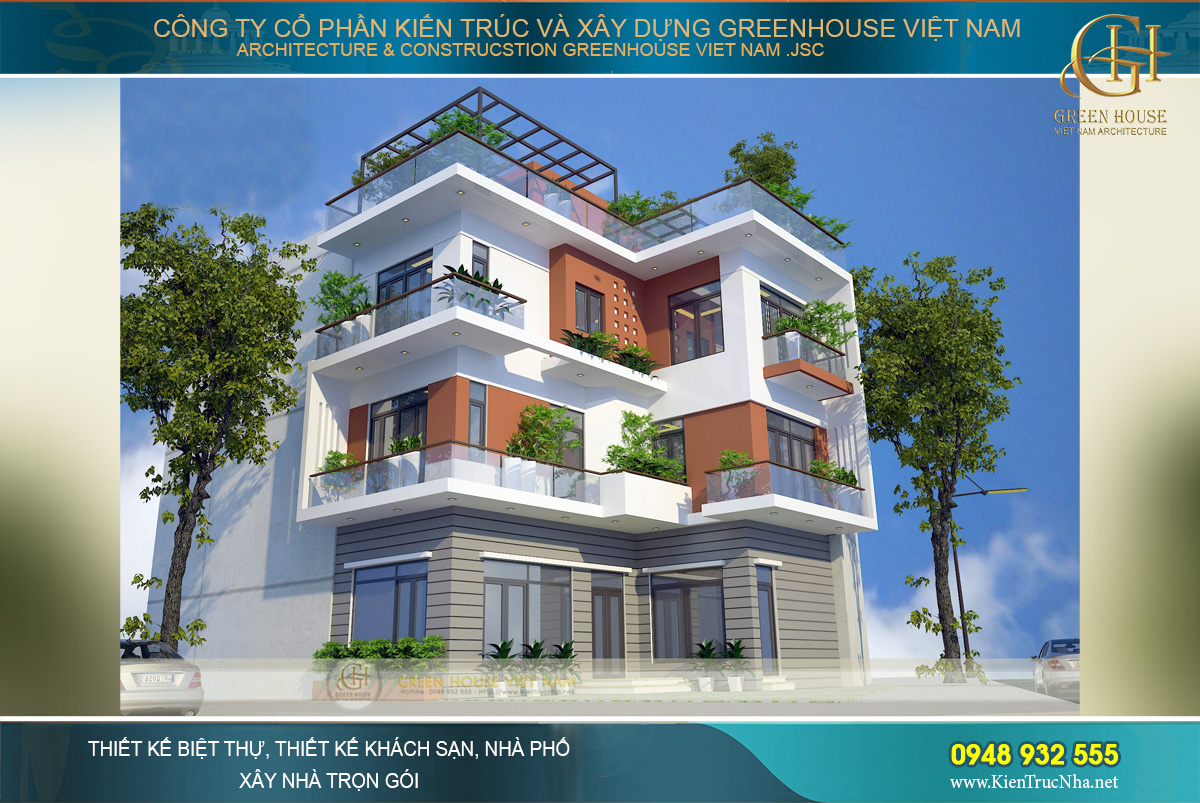 mẫu nhà phố hiện đại 4 tầng mặt tiền 8m