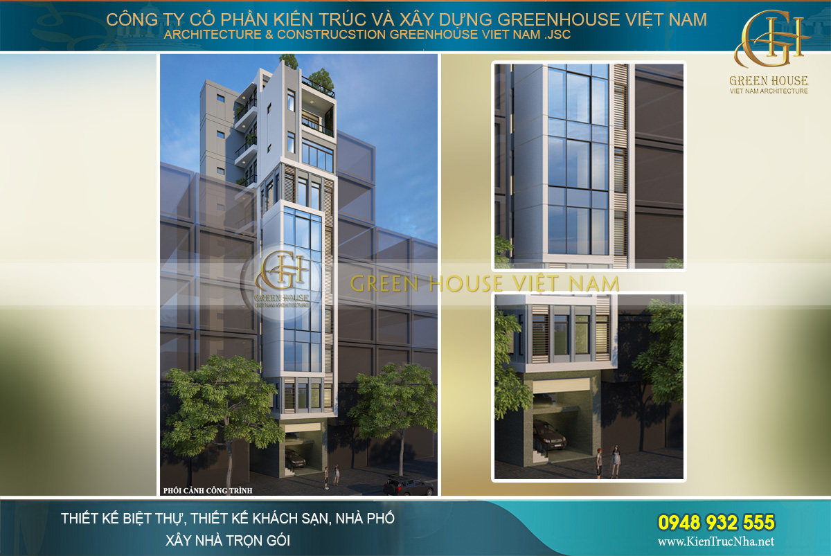 Thiết kế nhà phố kết hợp kinh doanh hiện đại 9 tầng