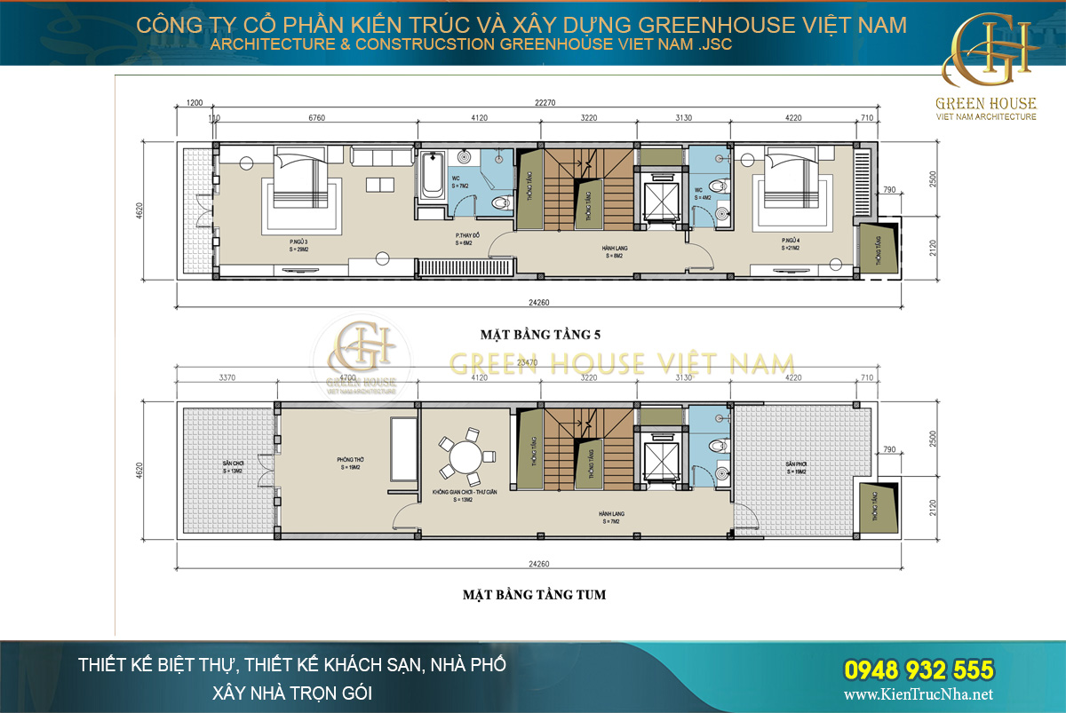 thiết kế nhà phố hiện đại kết hợp kinh doanh 6 tầng