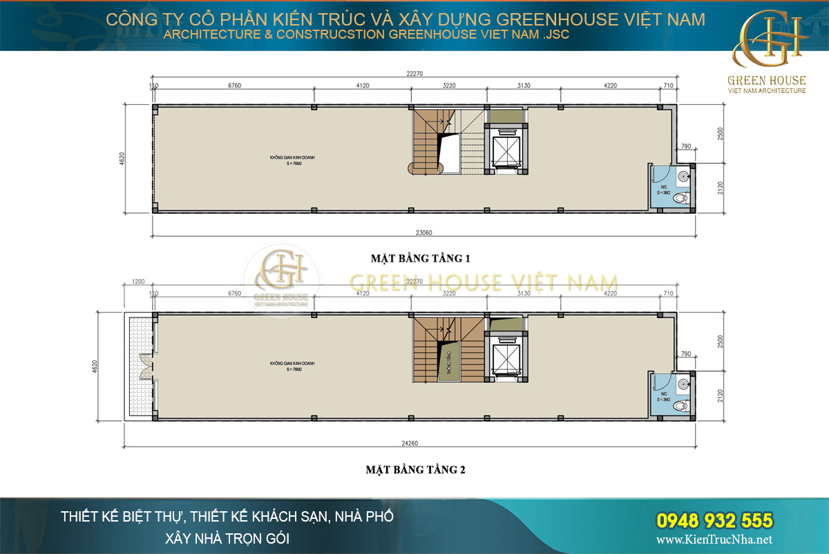 thiết kế nhà phố hiện đại kết hợp kinh doanh 6 tầng