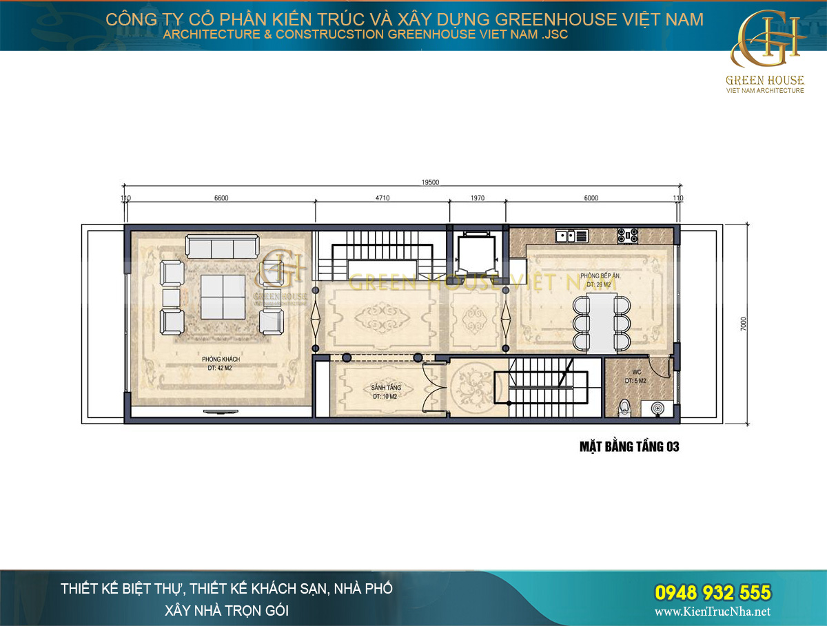 Thiết kế khu phố thương mại tân cổ điển 5 tầng