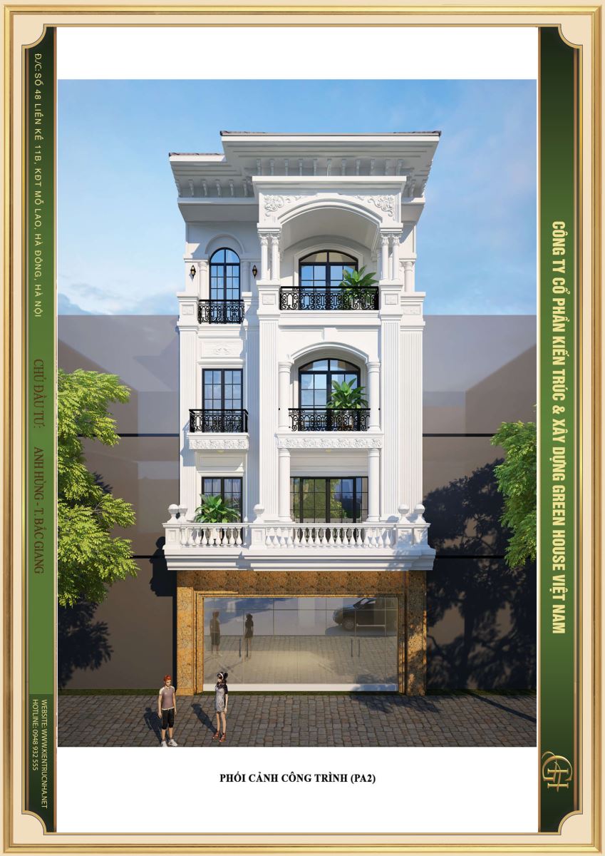 Thiết kế nhà phố 4 tầng phong cách tân cổ điển nhẹ nhàng tinh tế