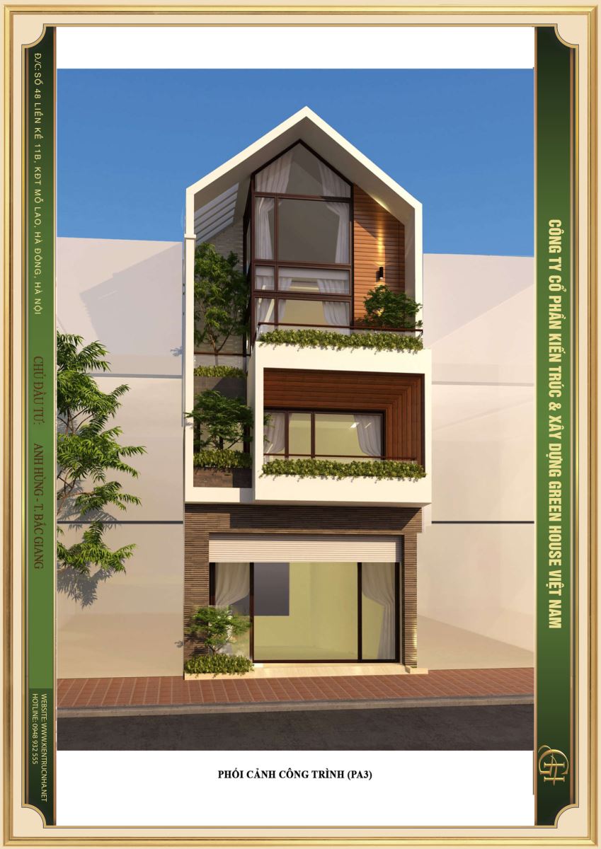 Thiết kế nhà phố 4 tầng hiện đại sáng tạo, độc đáo