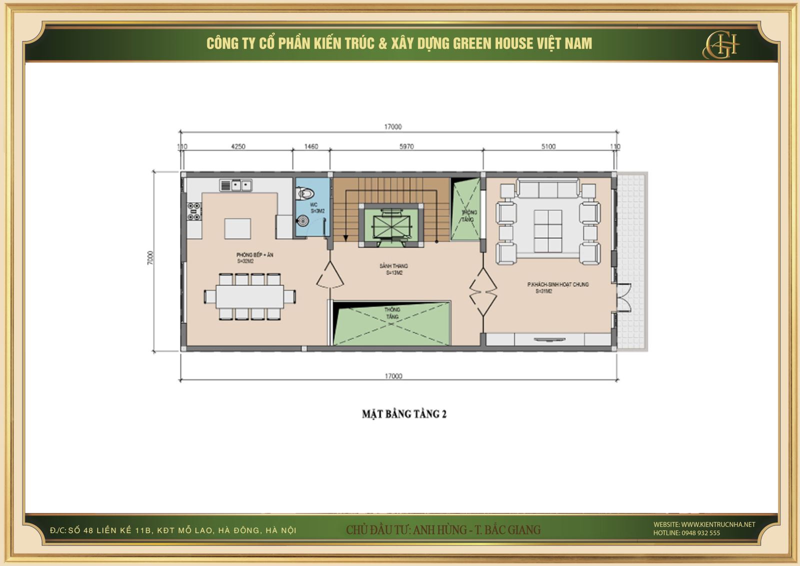 Bố trí mặt bằng công năng sử dụng của tầng 2 nhà phố hiện đại tại Bắc Giang