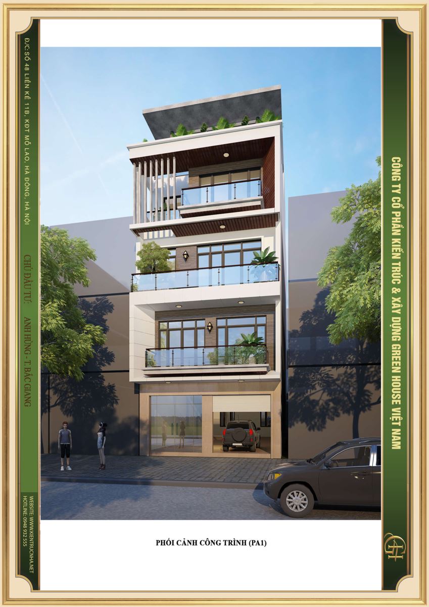 Thiết kế nhà phố hiện đại 4 tầng khỏe khoắn hình khối độc đáo đầy bắt mắt