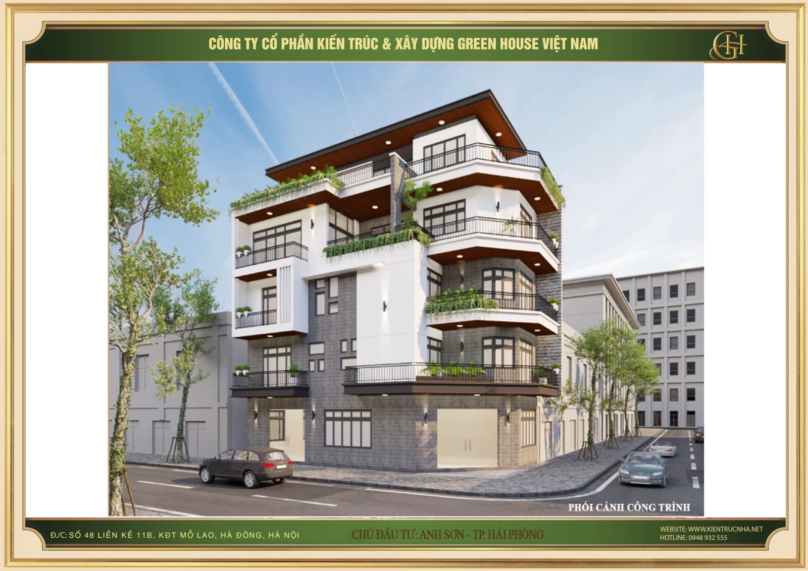 Nhà phố 5 tầng 2 mặt tiền đẹp tại Hải Phòng - Kiến trúc hiện đại