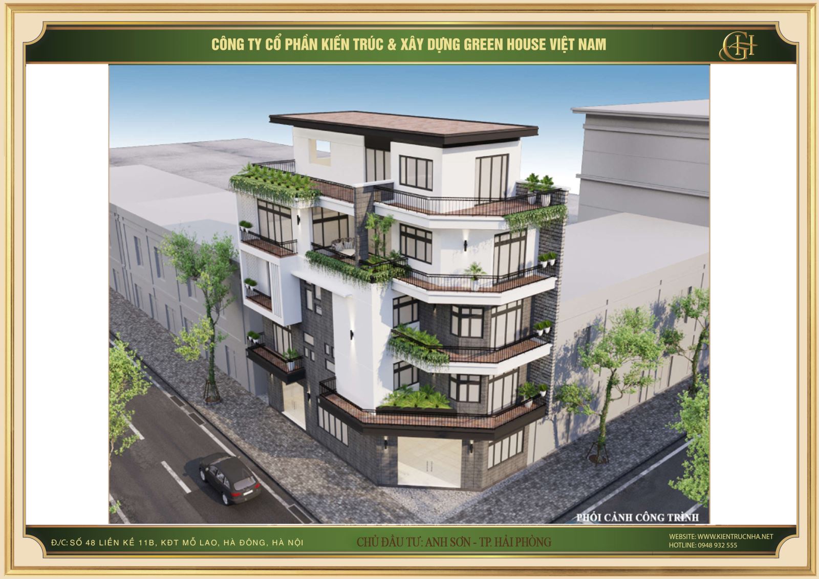 Thiết kế nhà phố của anh Sơn sử dụng khối kiến trúc hiện đại với nhiều khoảng không gian mở