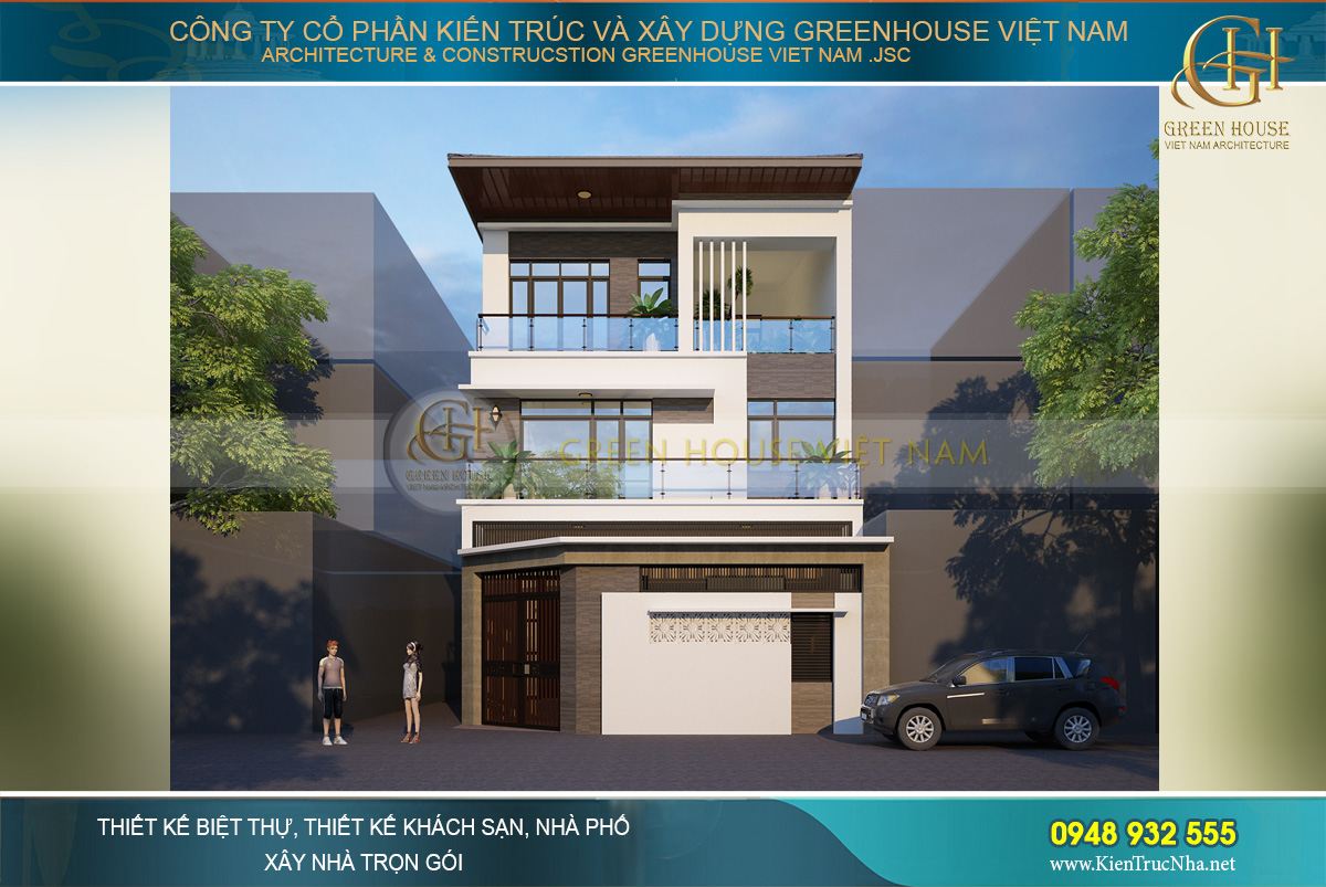 thiết kế nhà phố giả biệt thự 3 tầng diện tích 150m2 