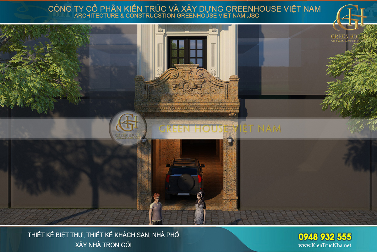 thiết kế nhà phố tân cổ điển 5 tầng tại Hà Nội