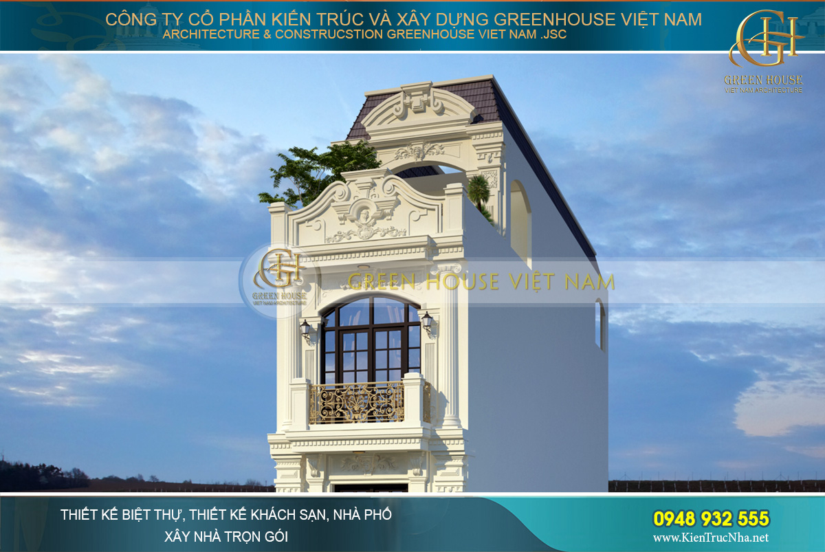 thiết kế nhà phố tân cổ điển 5 tầng tại Hà Nội