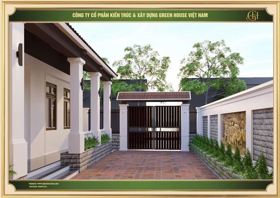 Bức phù điêu được khắc màu vàng mang đến sự nổi bật