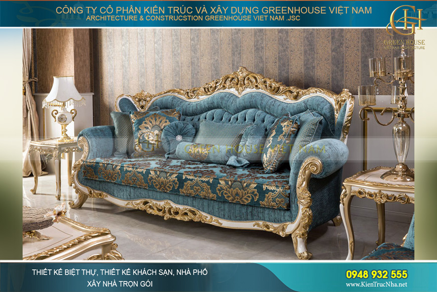 Bộ sofa bọc nhung tân cổ điển