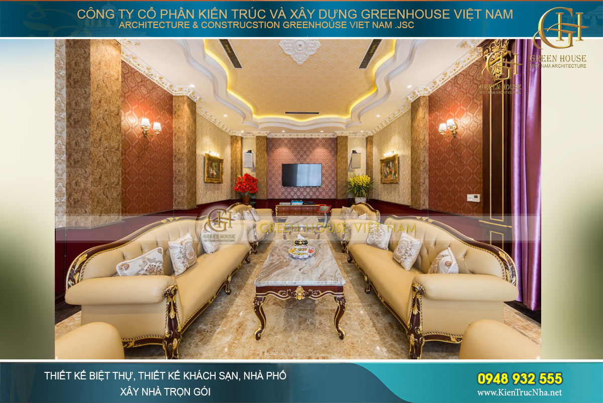 Thi công nội thất trọn gói cho biệt thự tân cổ điển 400m2