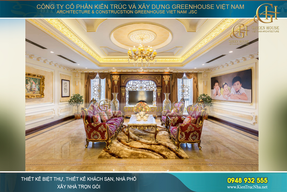 Thi công nội thất trọn gói cho biệt thự tân cổ điển 400m2