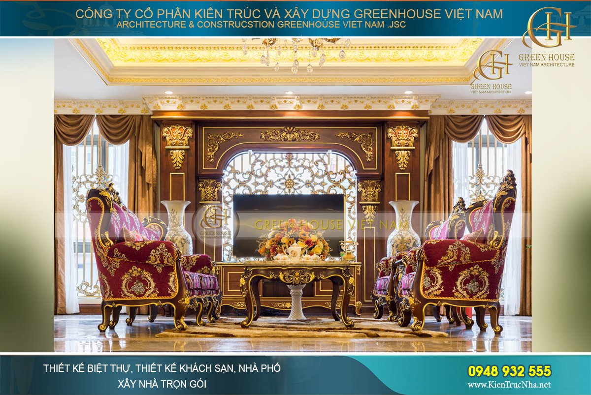 Thi công nội thất trọn gói cho biệt thự tân cổ điển 400m2