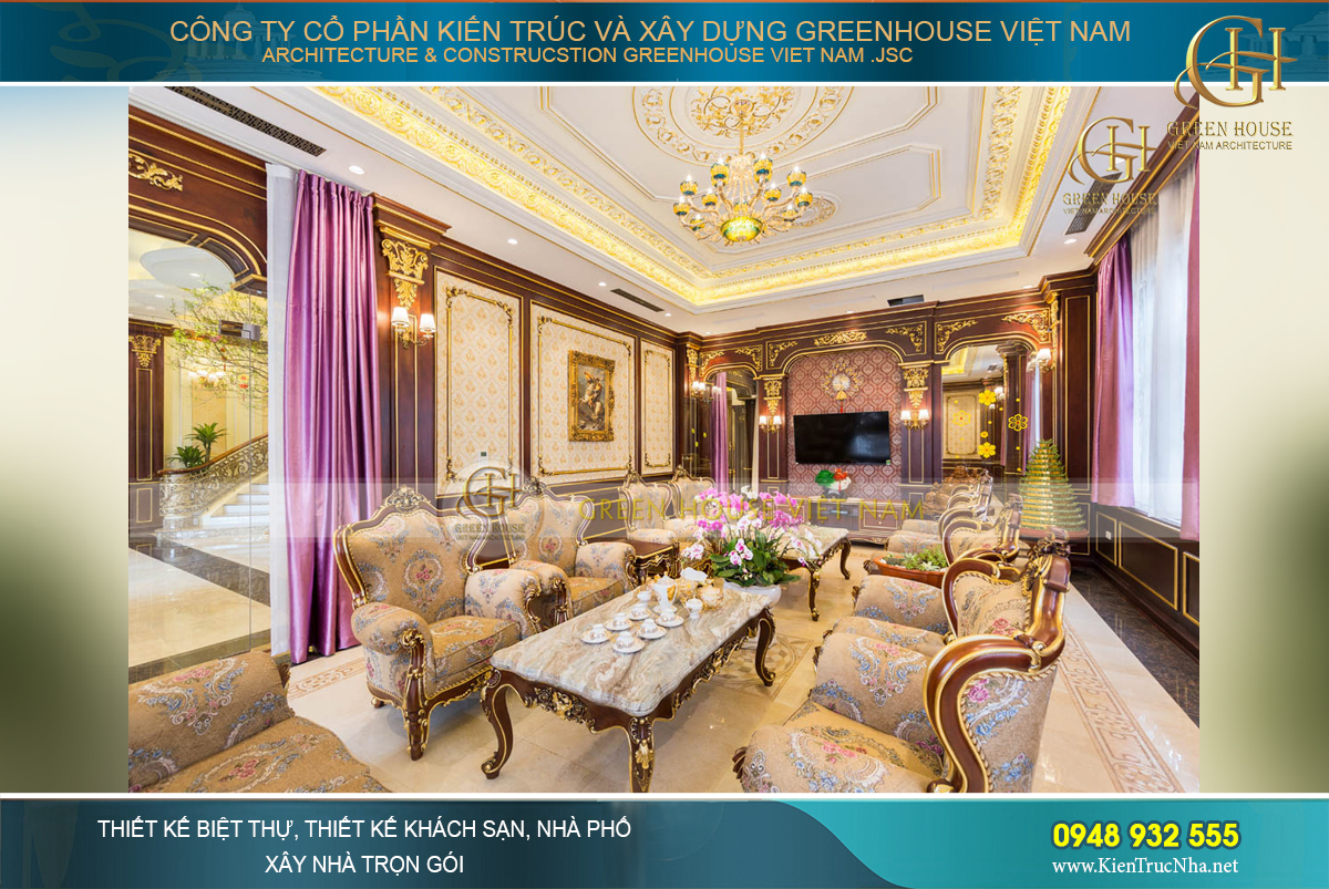 Thi công nội thất trọn gói cho biệt thự tân cổ điển 400m2