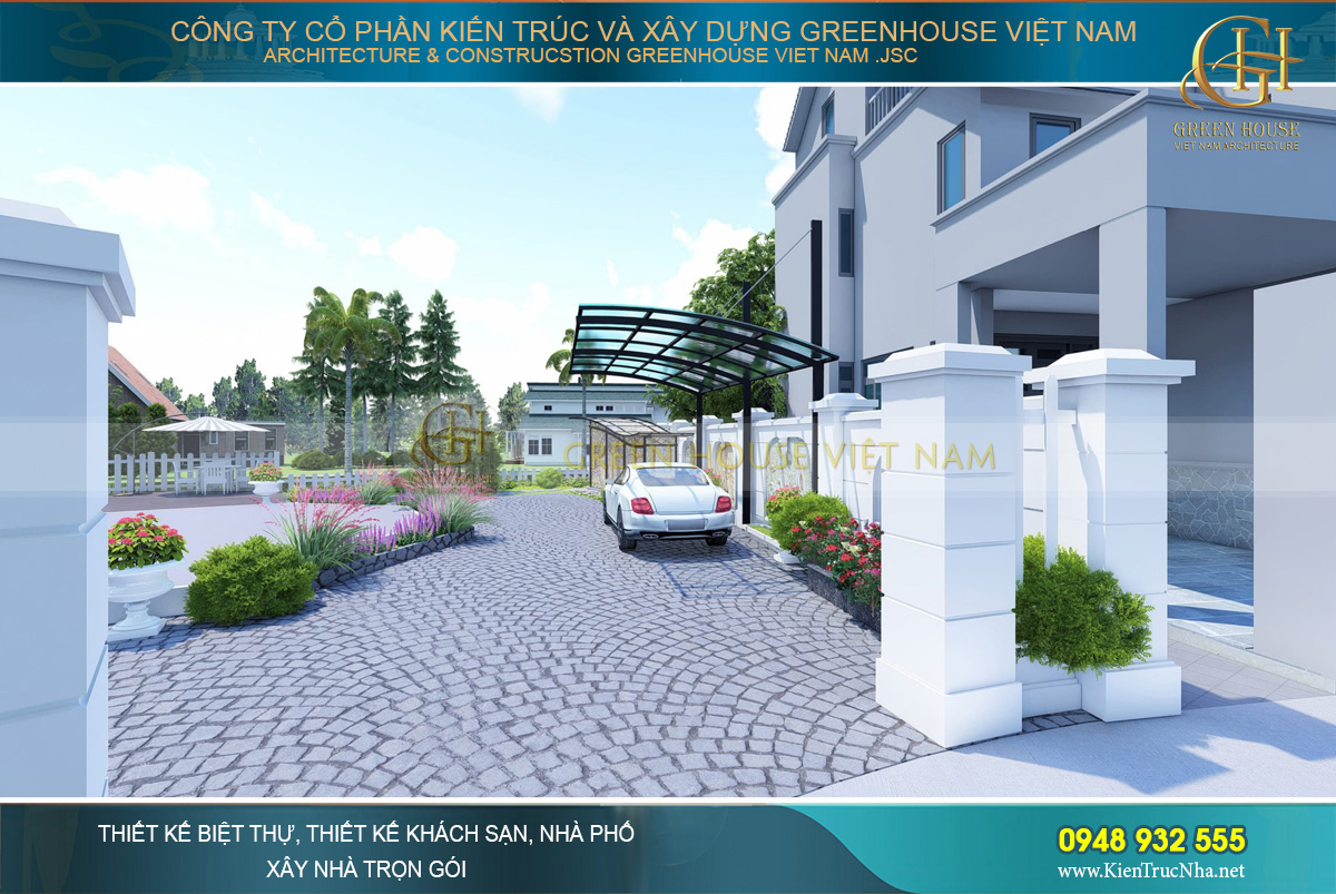 thiết kế sân vườn biệt thự ven sông đẳng cấp