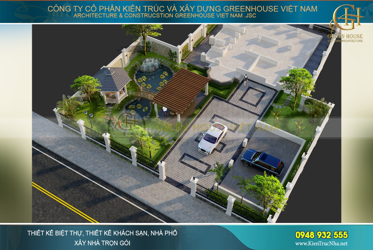 Biệt thự thiết kế theo lối biệt thự sân vườn 2 tầng trên diện tích đất gần 1000m2