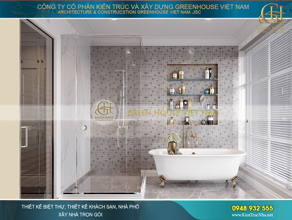 Khu vực vệ sinh khép kín với thiết kế đẳng cấp, sang trọng
