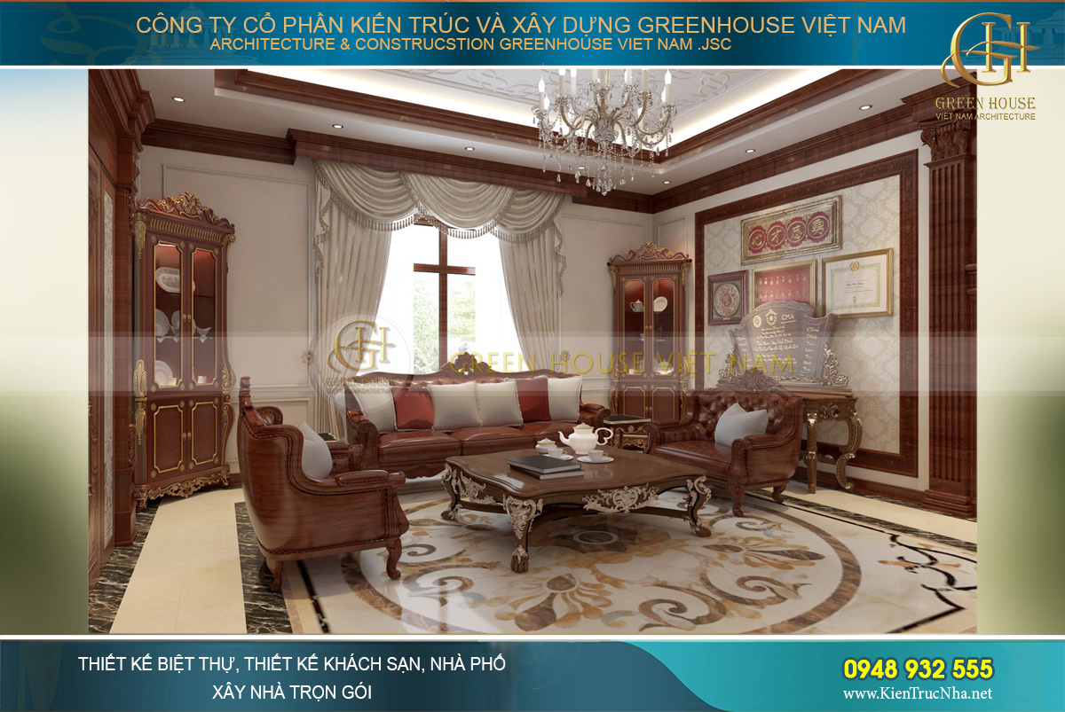 Không gian nội thất phòng khách rộng rãi, thông thoáng