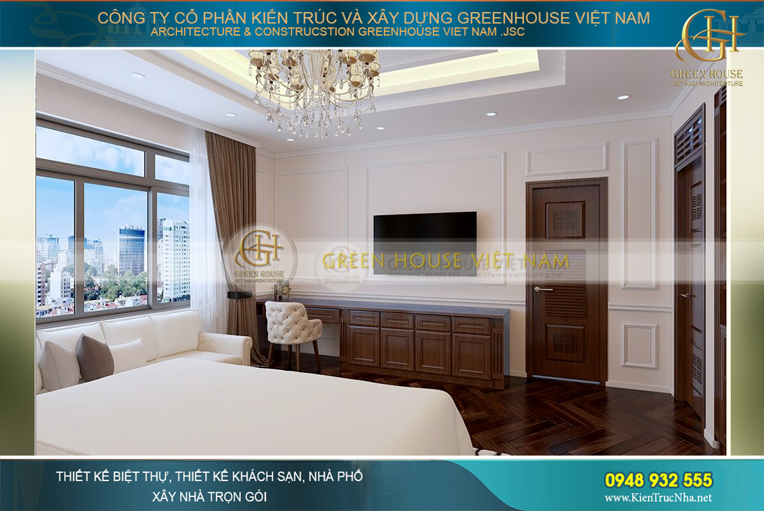 Kệ TV kết hợp bàn làm việc đơn giản, gọn gàng