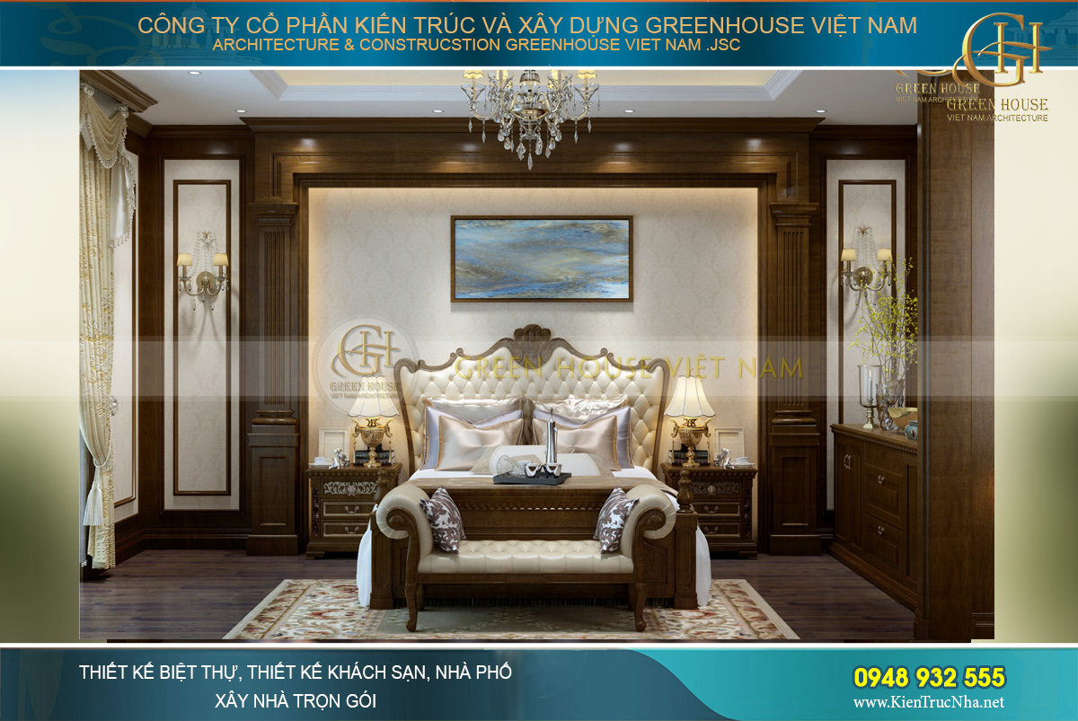 Phòng ngủ master của biệt thự tân cổ điển 3 tầng tại Quảng Ninh