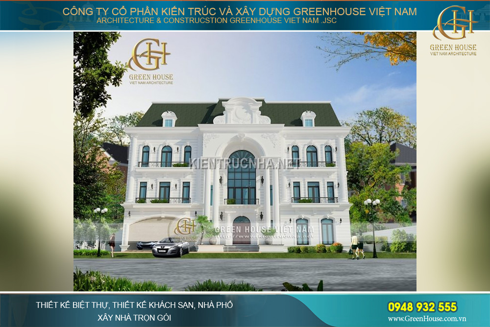 Ngôi biệt thự cổ điển 3 tầng với vẻ đẹp bề thế và lộng lẫy, nổi bật giữa các công trình xung quanh