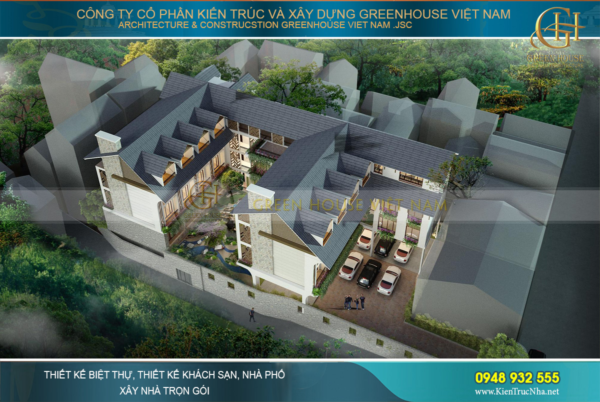 Khách sạn được xây dựng với kiến trúc hiện đại mang vẻ đẹp châu Âu địu dàng, lãng mạn