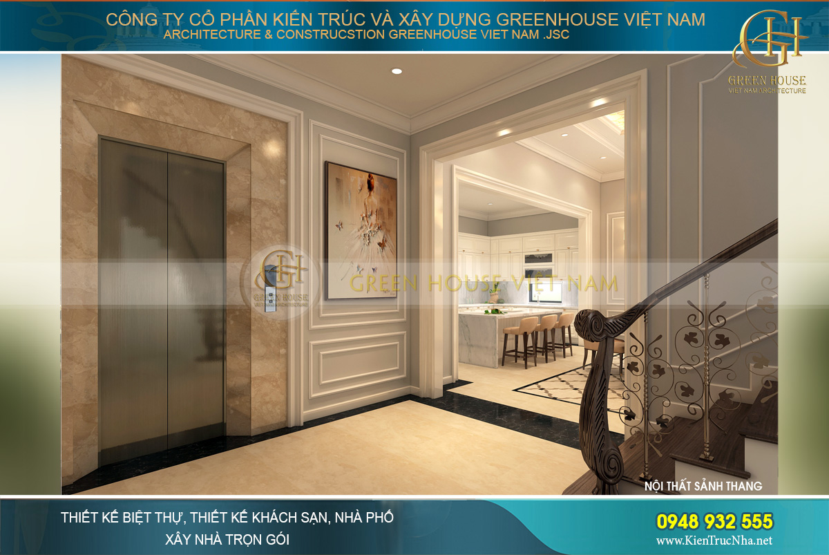 Sảnh cầu thang của biệt thự tân cổ điển