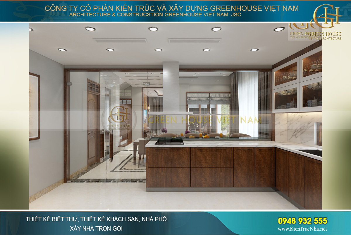 Góc nhìn từ phòng bếp ra phòng ăn