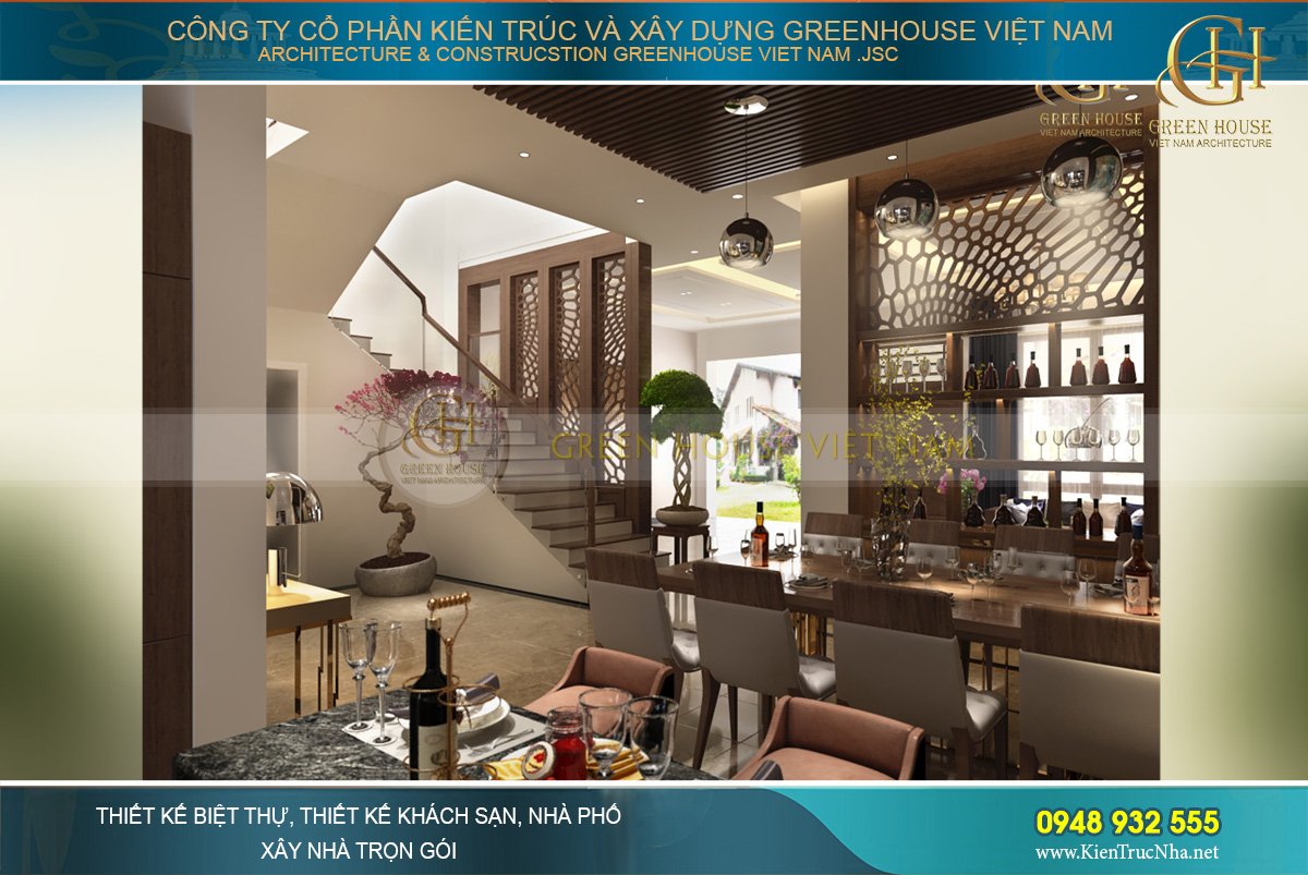 Khung cảnh phòng ăn nhìn từ quầy bar